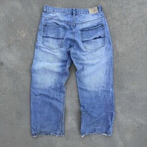 Vintage Ecko Unltd Denim Jeans Blue Distressed Baggy Skate Streetwear Mens 36x30